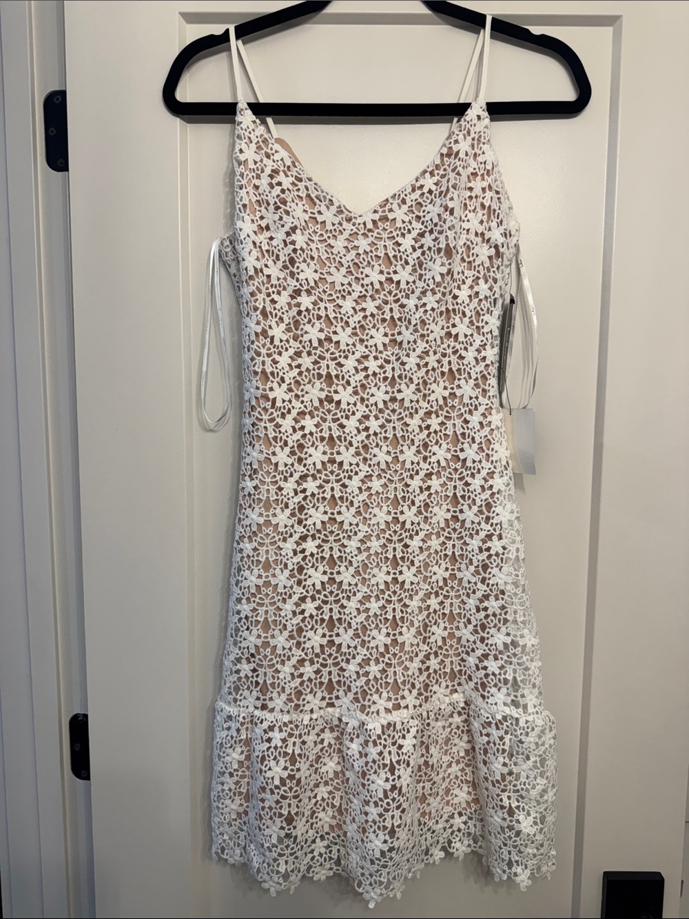 Lulu's White Floral Crochet Slip Mini Dress